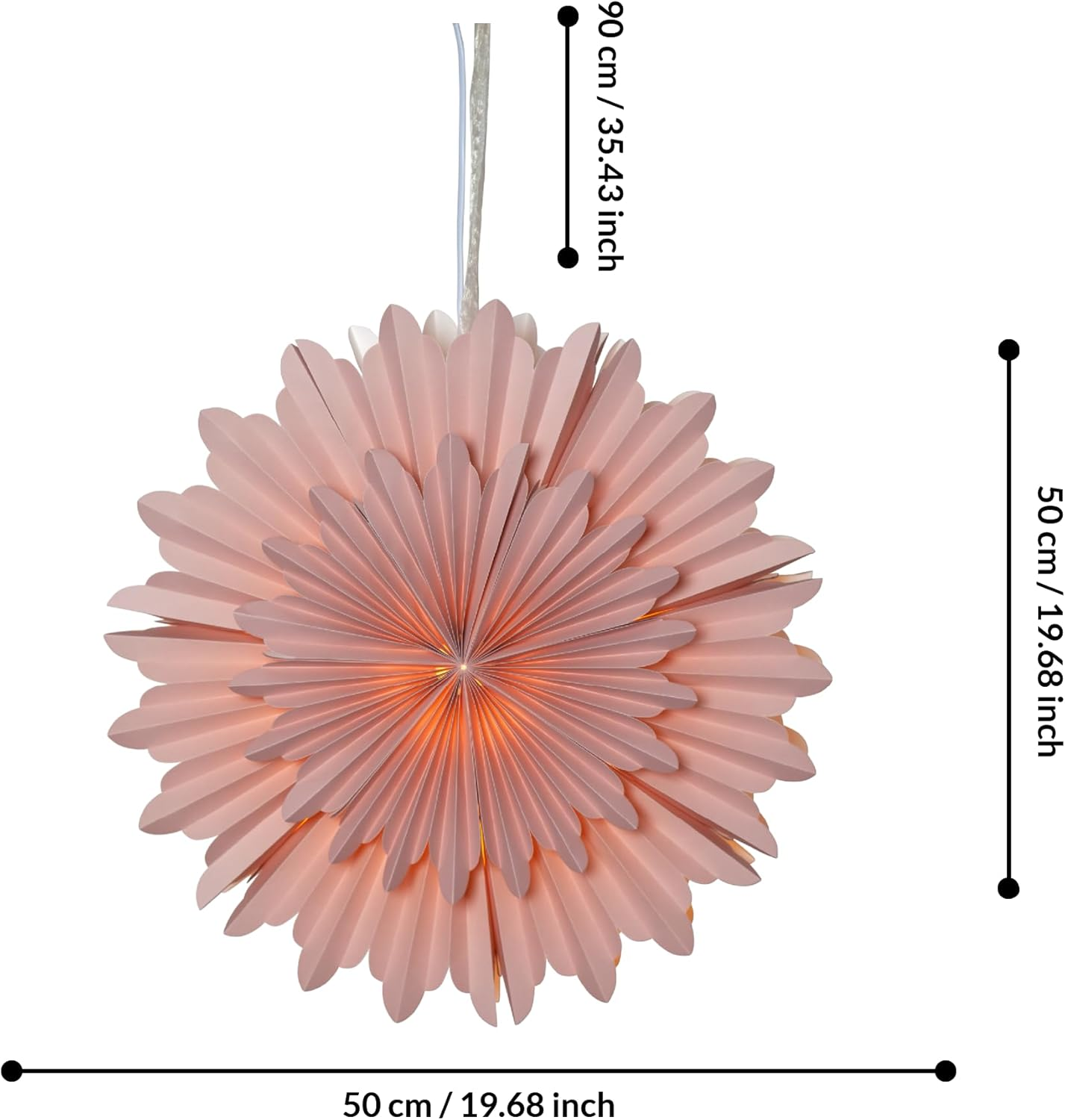 EGLO Christmas Star for Indoor Use, Decorative Star Made of Paper for Hanging, Window Decoration in Pink, 3D Advent Star, Wall Decoration for Living Room, Diameter 50 Cm image number 4