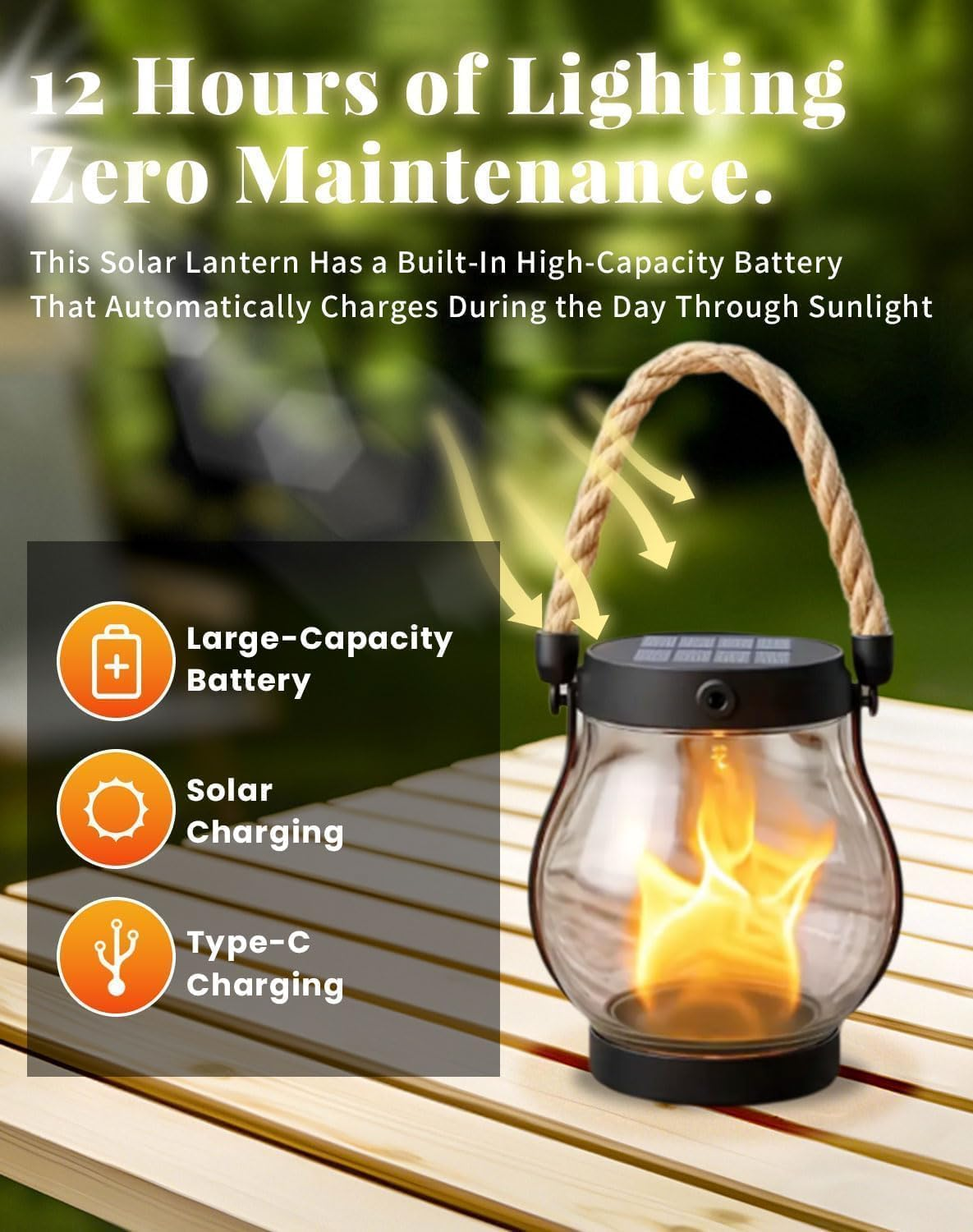 Solar Flame Lanterns Outdoor Waterproof, 4 Pack Flickering LED Fire Lights for Patio, Garden, Yard, Camping, Realistic Dancing Flame Solar Powered Lights Decor