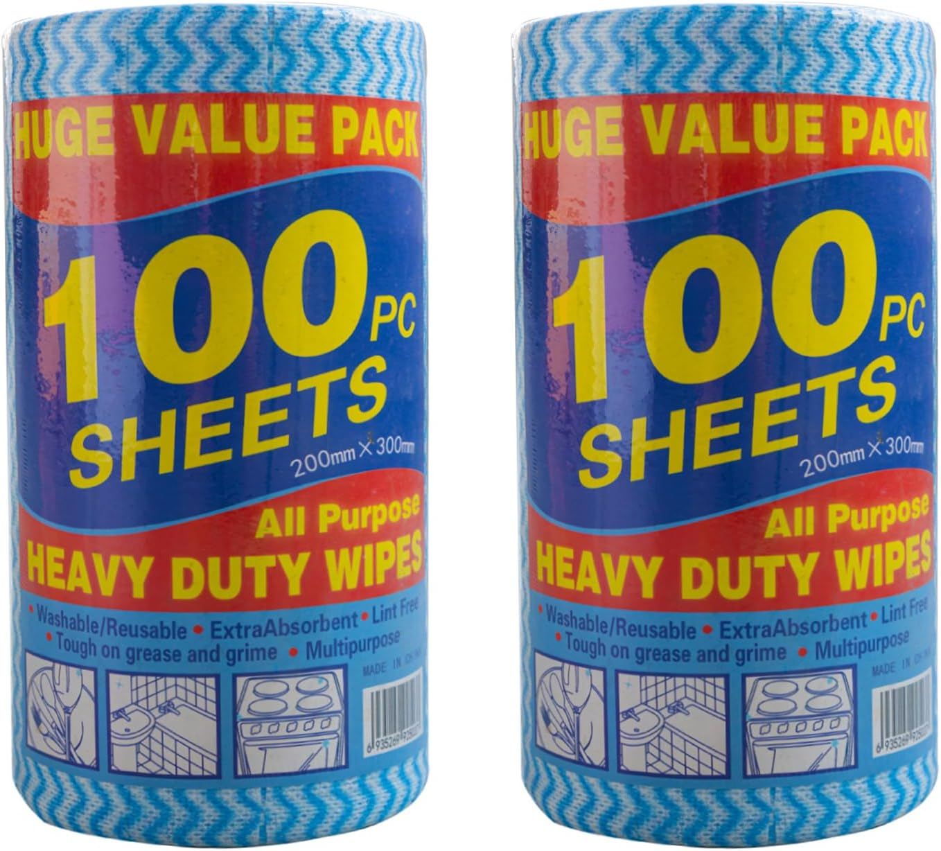 Disposable Cleaning Cloths, Handy Perforated Reusable J Cloth,Ideal for Everyday Use,20 X 30Cm,Total 200 Count (Two Blue) image number 3