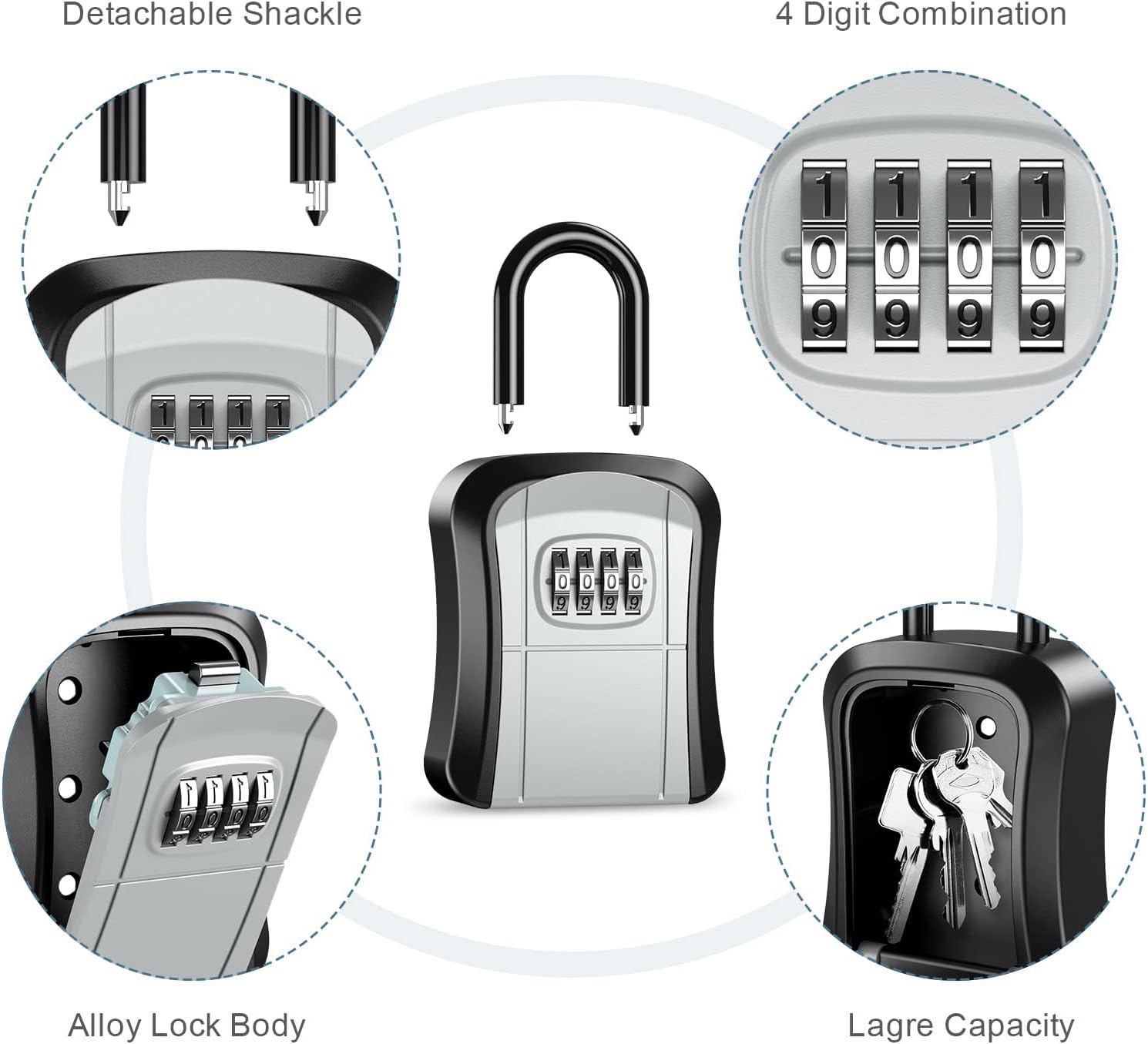 Key Lock Box, Lock Box for Keys - Lockbox for House Key, Lock Box with Combination for Real Estate, Car Keys - Hide a Key Lock Box for House Keys Waterproof Key Safe - Easy Installation