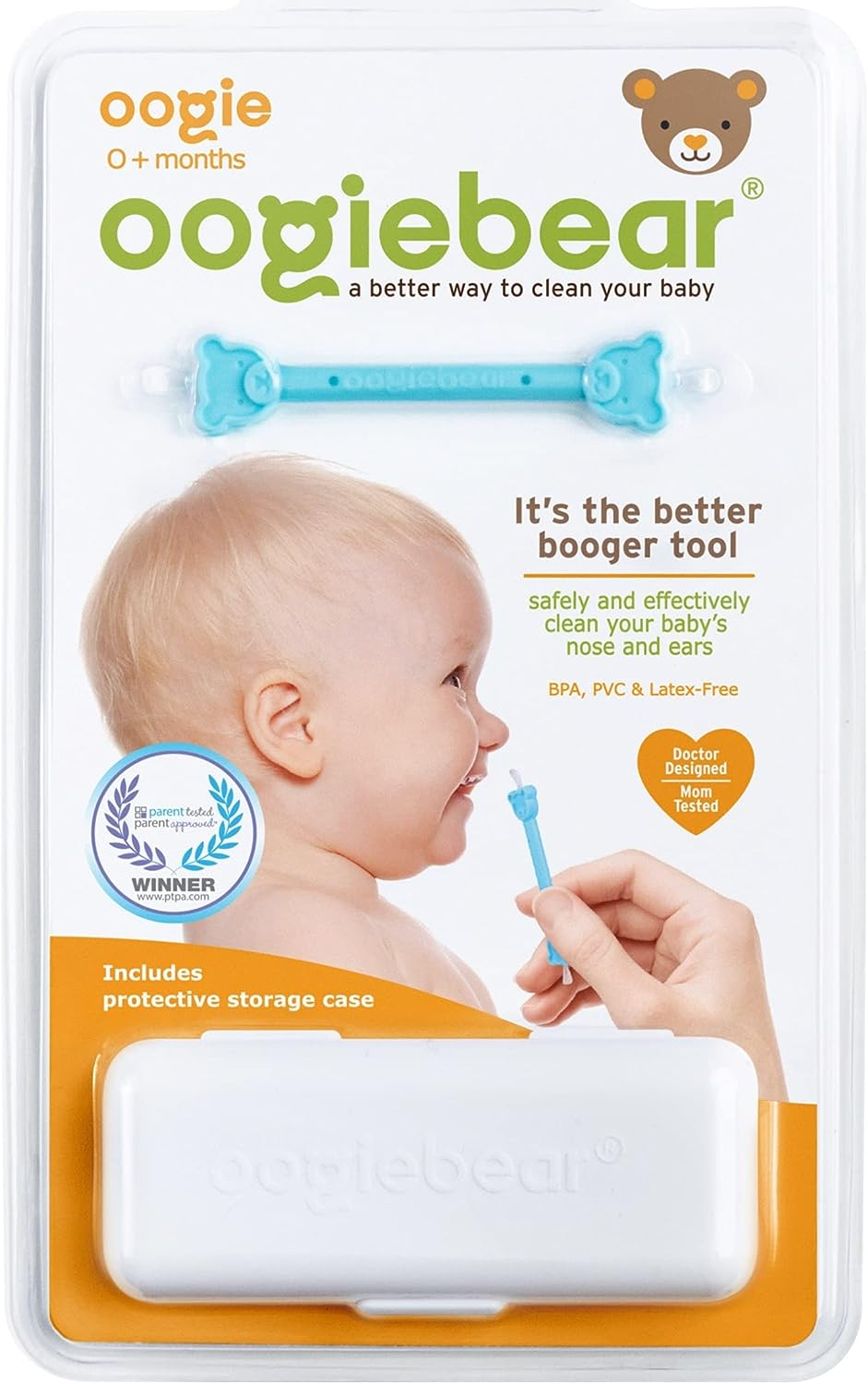 Oogiebear - Nose and Ear Gadget. Safe, Easy Nasal Booger and Ear Wax Remover for Newborns, Infants and Toddlers. Dual Earwax and Snot Remover - with CASE - Aspirator Alternative image number 2