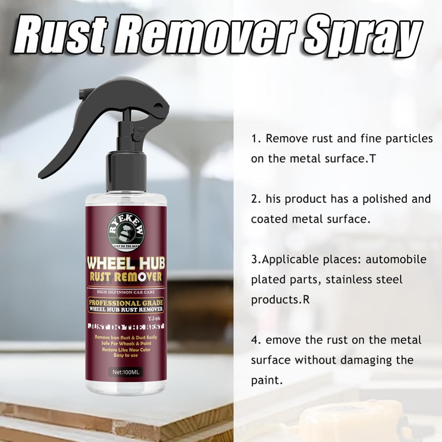 Rust Remover Spray Heavy Duty Metal Cleaner,Fast Acting Heavy Duty Rust Dissolver for Cars, Metal, Tools, Bolts & More Remover 100Ml/3 FL OZ image number 1