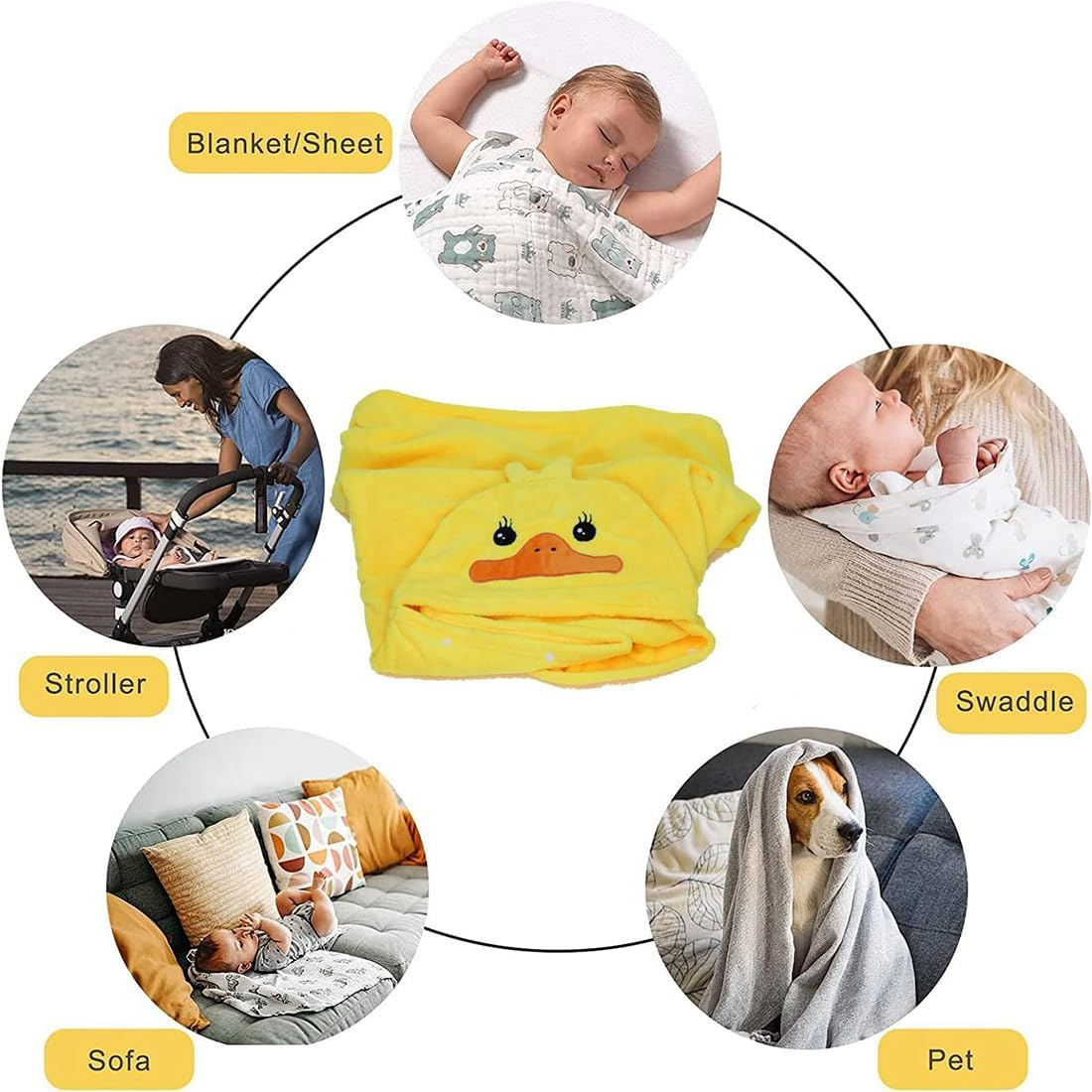 Baby Bath Towel, Soft Baby Hooded Towel with Unique Design, Highly Absorbent Bathrobe Blanket Toddler Bathrobes Wrap Toddlers Shower Gifts for Boys Girls(27.5" X 55")