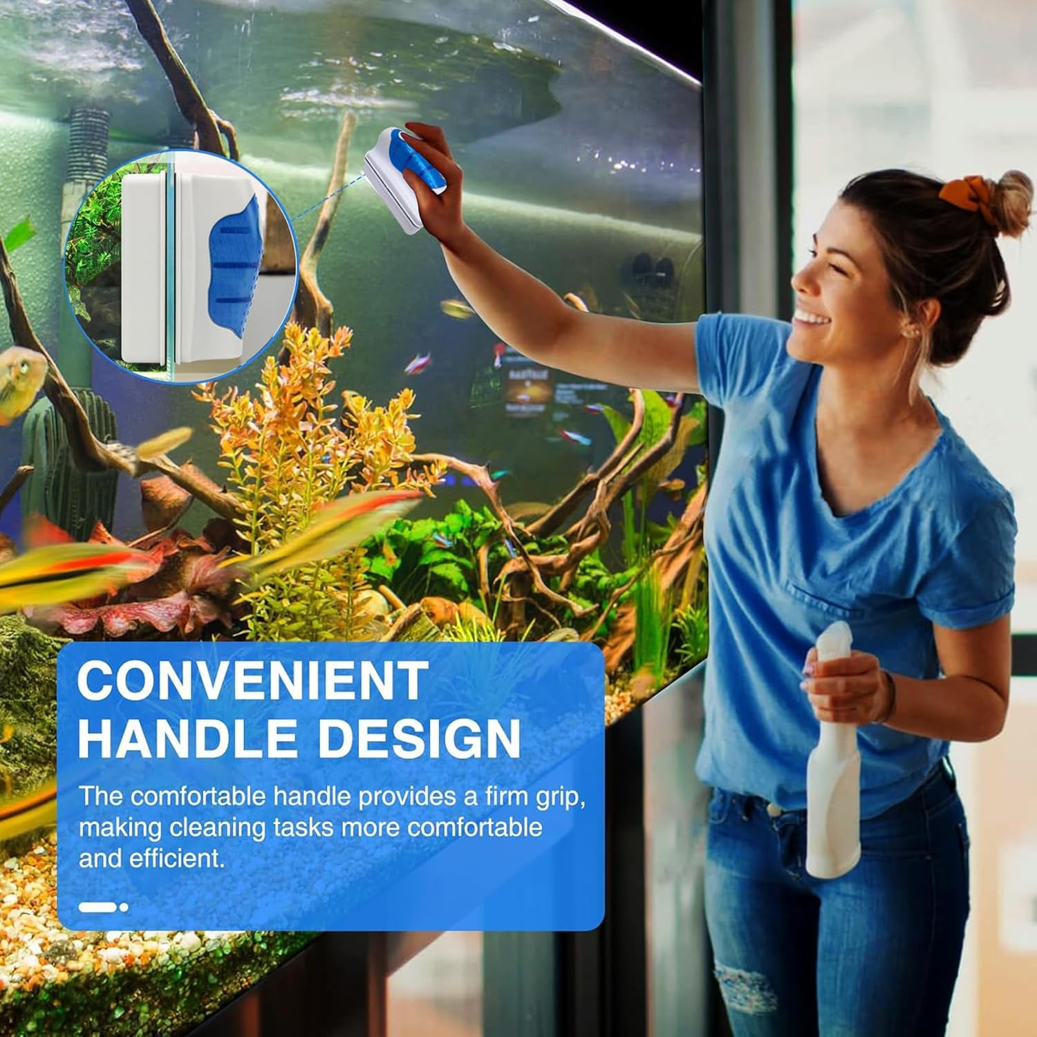 Magnetic Aquarium Fish Tank Glass Algae Scrapers Glass Cleaner Scrubber Clean Brush [Floating,Scratch-Free,Non-Slip,Magnetizing]Bestie of Aquarium (L) image number 3