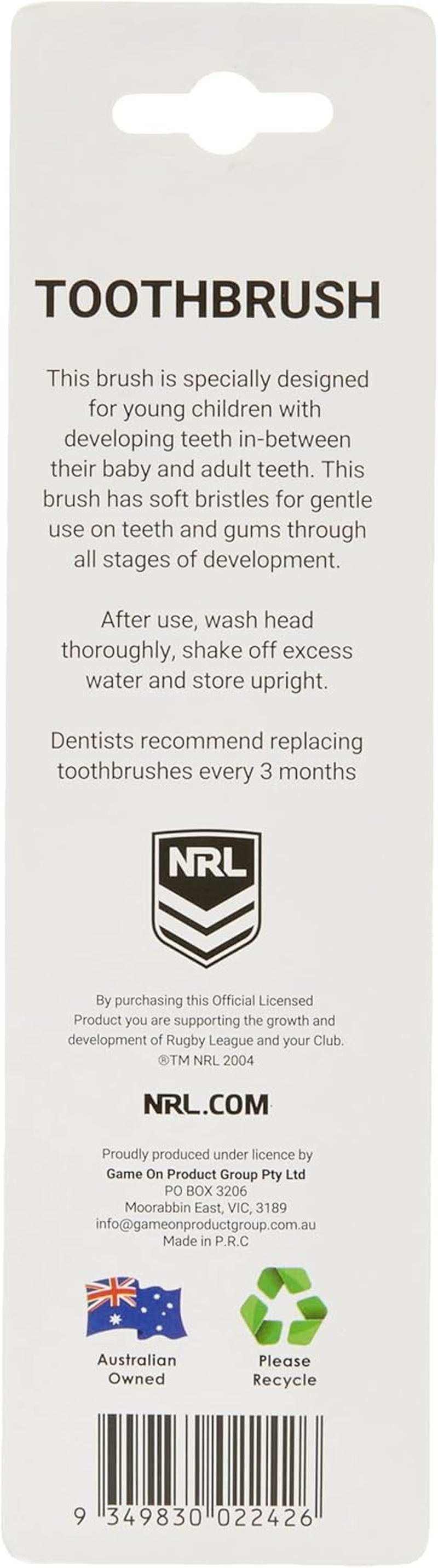 NRL Kids Titans Mascot Toothbrush (Pack of 2)