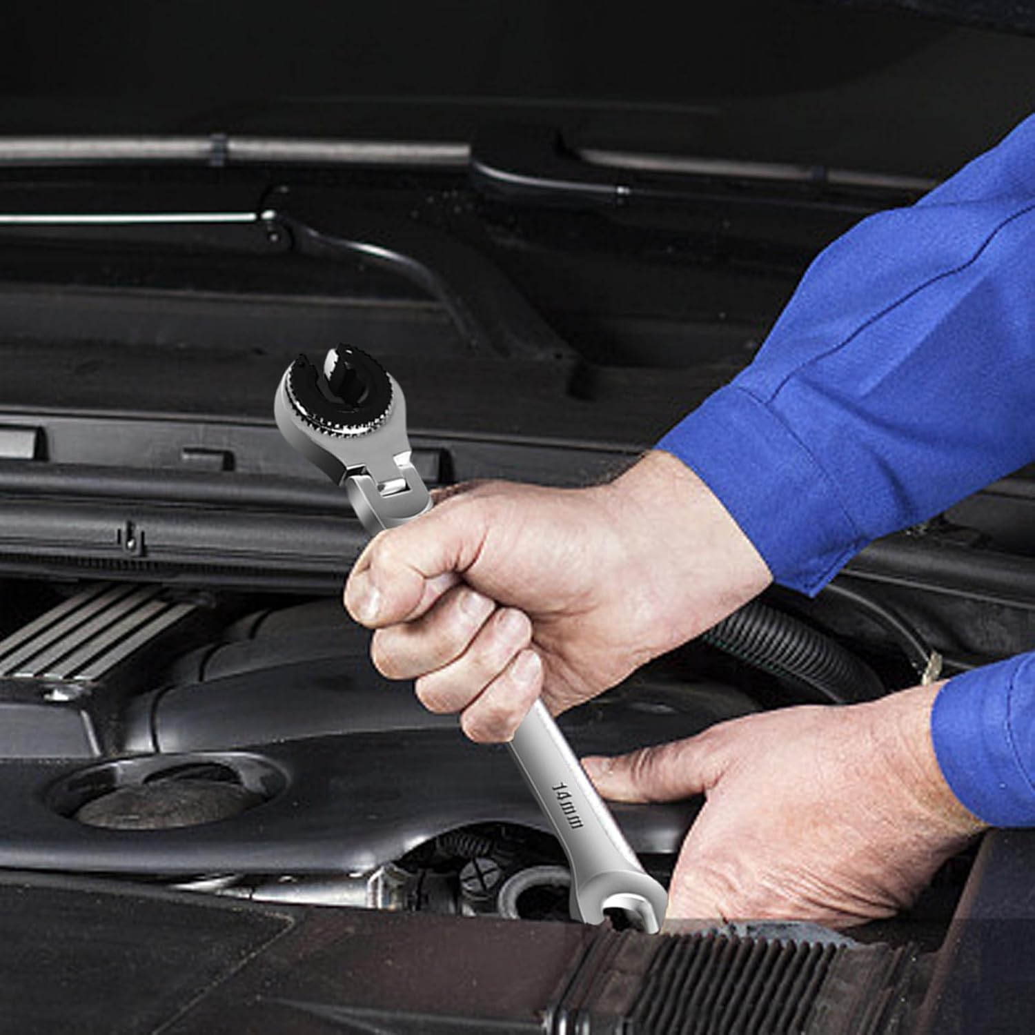 Ratcheting Tube Spanner &ndash; Plum Wrench Set, Duals-End Repair Gear, Oil Hose Opener | Flare Nut Adjustment Tool Kit, Rotating Socket Maintenance Accessory, Garage Mechanic Equipment Use image number 5