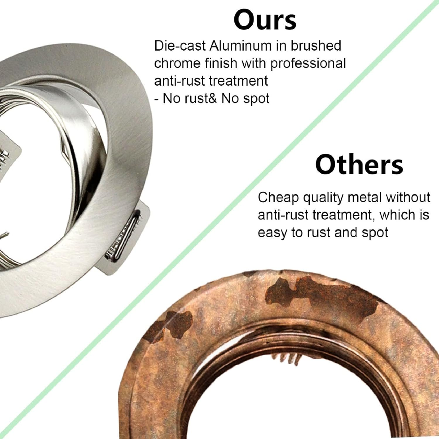 Allesgute 6X Recessed Ceiling Spotlights round Downlight Fittings Brushed Chrome Tilt GU10 Fittings with Lampholders 240V image number 2