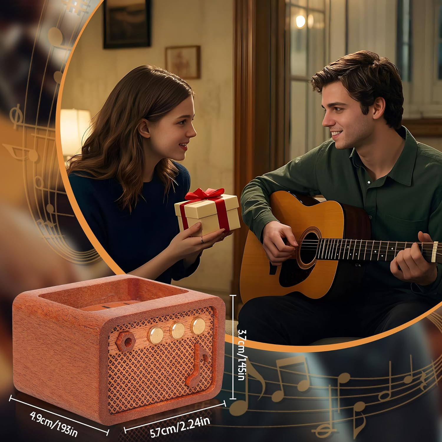 Guitar Accessories, Sapele Wood Electric Guitar Amp Shaped Guitar Pick Holder, Guitar Players Guitarists for Picks Storage and Display