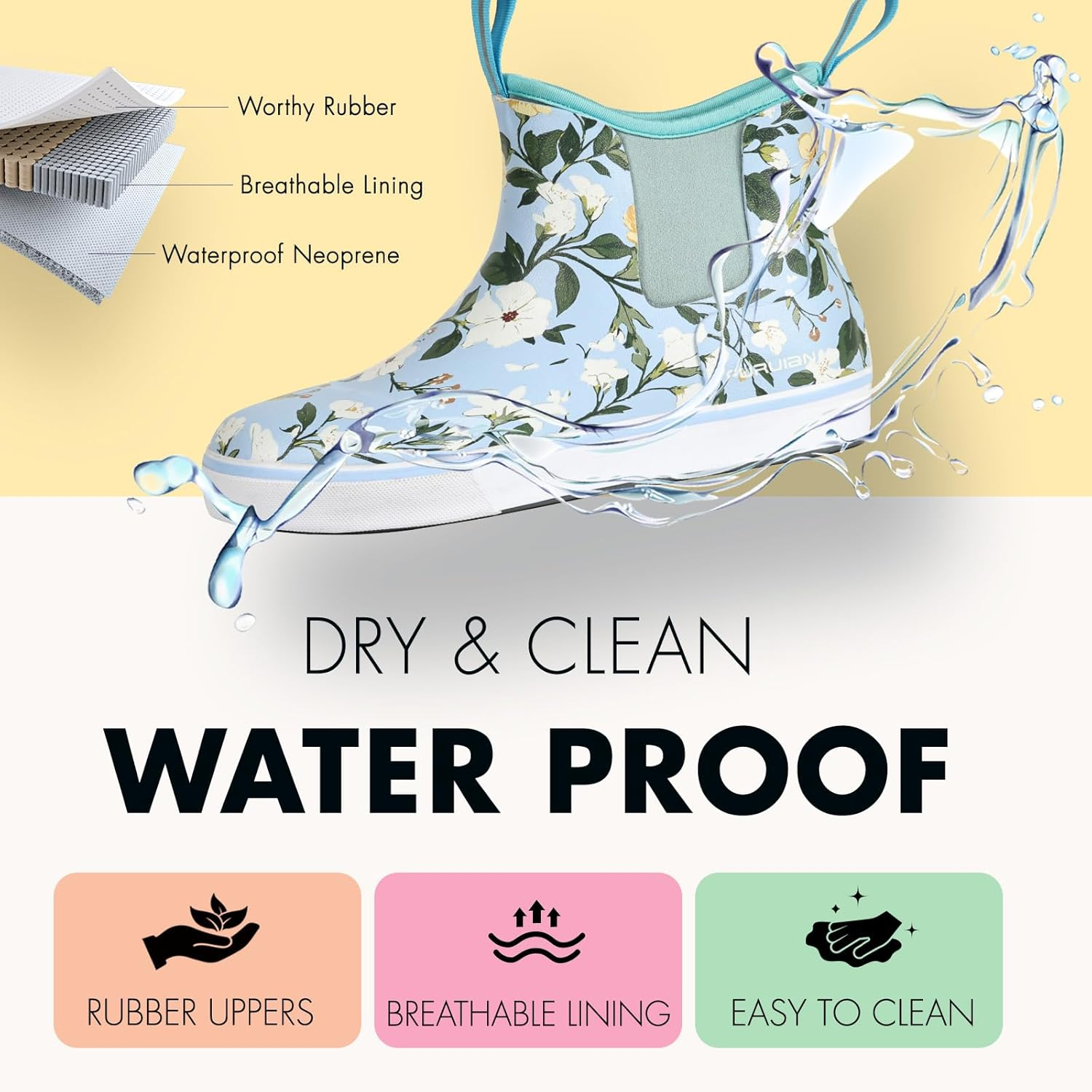 Women'S Deck Boots Ankle Rain Boots Fishing Boots Rubber Waterproof Garden Boots Slip-Resistant Outdoor Work Shoes