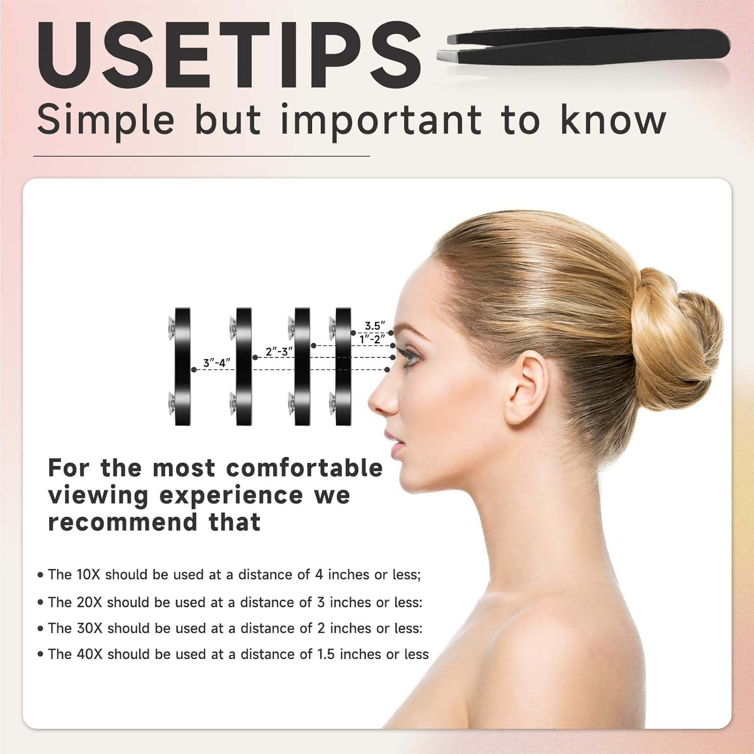 Cosmeria 40X Magnifying Mirror with Suction Cups and Tweezers Set, Cosmetic Mirror with Strong Magnification for Precise Makeup and Eyebrow Plucking image number 3