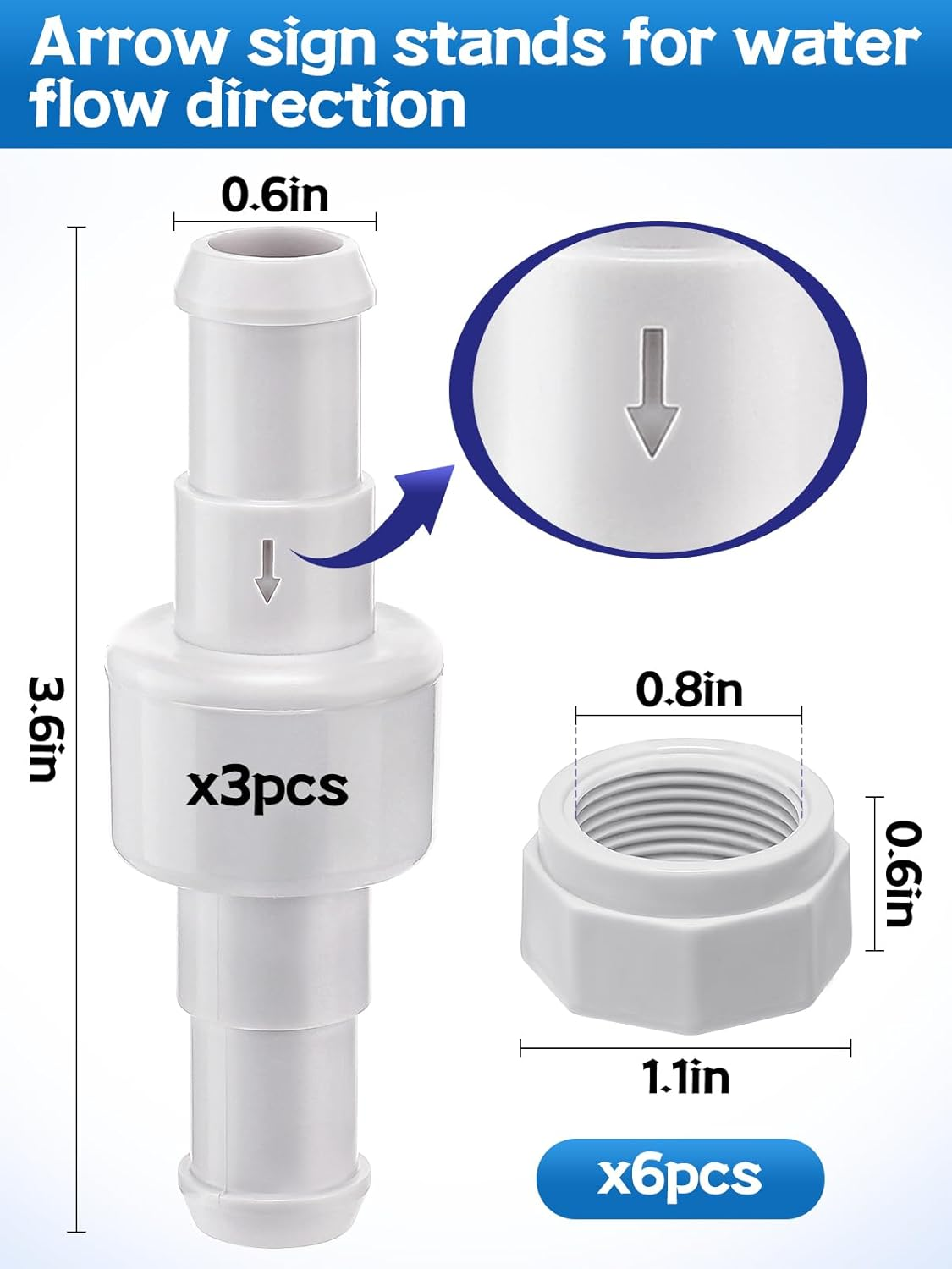 3 Pack Pool Cleaner Hose Swivel Nut Kits- 3Pcs Hose Ball Bearing Swivel D20 Replacements+ 6Pcs Pool Cleaner Feed Hose Nut Set Pool Cleaner Hose Replacement Accessories for Polaris 180 280 380 D20 D-20