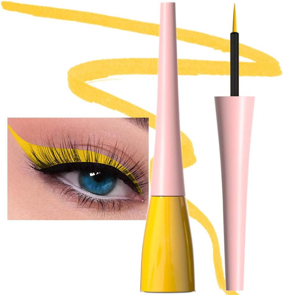 Evpct 2Pcs Hot Pink Rose Red Liquid Eyeliner Set Waterproof Neon Bright Light Pink Eye Liner Liquid Pen Pencil for Women Eyes Delineadores De Colores Para Ojos Delineador De Ojos Contra El Agua 02&11