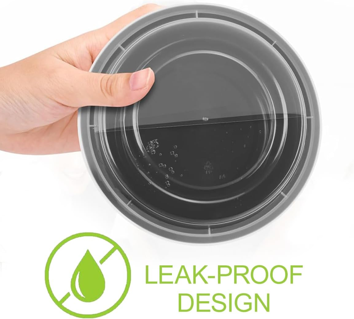 Blissify 32Oz round Meal Prep Containers with Lids, 50 Pack Food Storage Bento Bowls, Reusable Plastic Bento Lunch Box, BPA Free, Microwave Freezer Dishwasher Safe