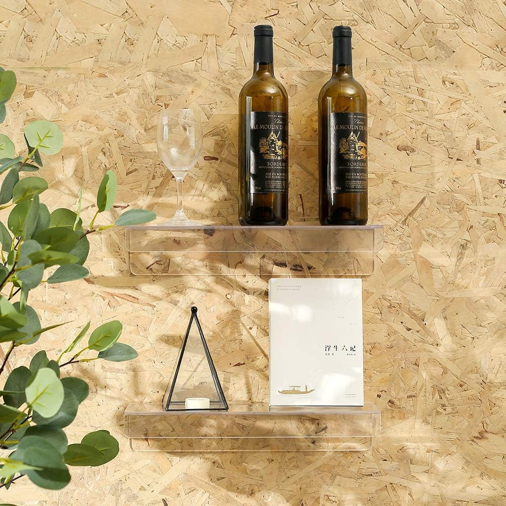 ATDORO 4 Pack Clear Acrylic Floating Shelves, Display Ledge, Wall Mounted Storage Shelf for Kitchen, Bathroom, Office, Invisible Kids Bookshelf and Spice Rack image number 1