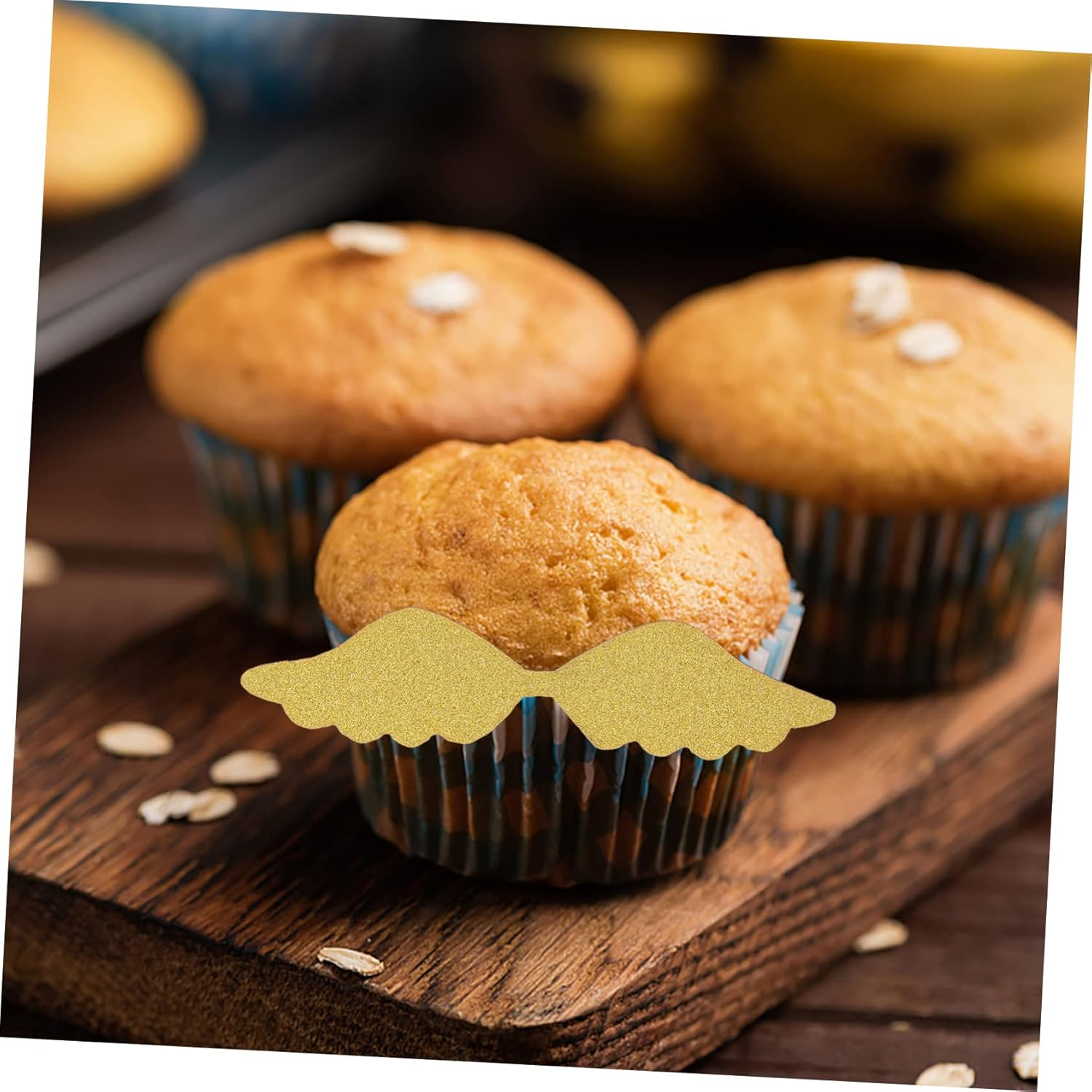 Amosfun 50Pcs Golden Shape Cake Toppers Party Cake Decor for Birthdays Weddings and Celebrations Eye-Catching Design for and Desserts for Home Baking and Events