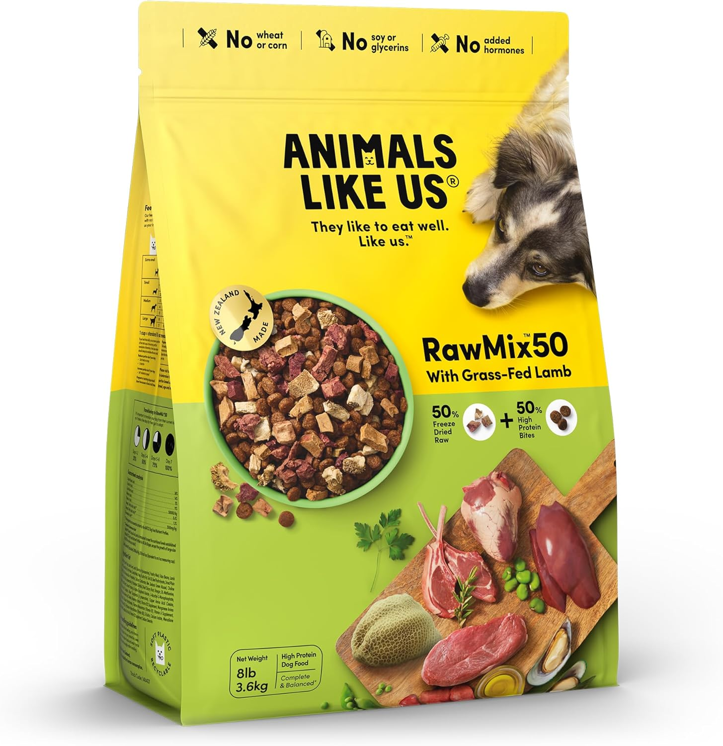 Rawmix50 Premium Freeze-Dried Raw Grass-Fed Lamb Recipe Dog Food, Protein Rich, Includes Kibble, Non-Gmo, No Wheat or Corn, 3.6Kg image number 3