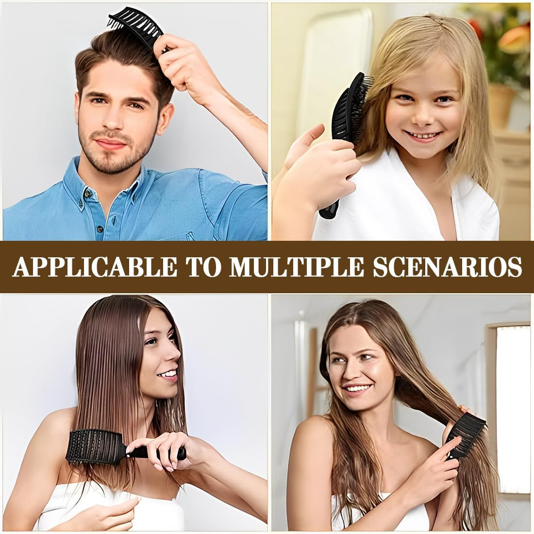1 Piece Hair Brush without Pulling for Men and Women, Detangling Brush Also for Curls and Long Hair, Unique Professional Detangler Brush, Hair Brush, Professional Detangling Brush with Handle, Hair image number 5