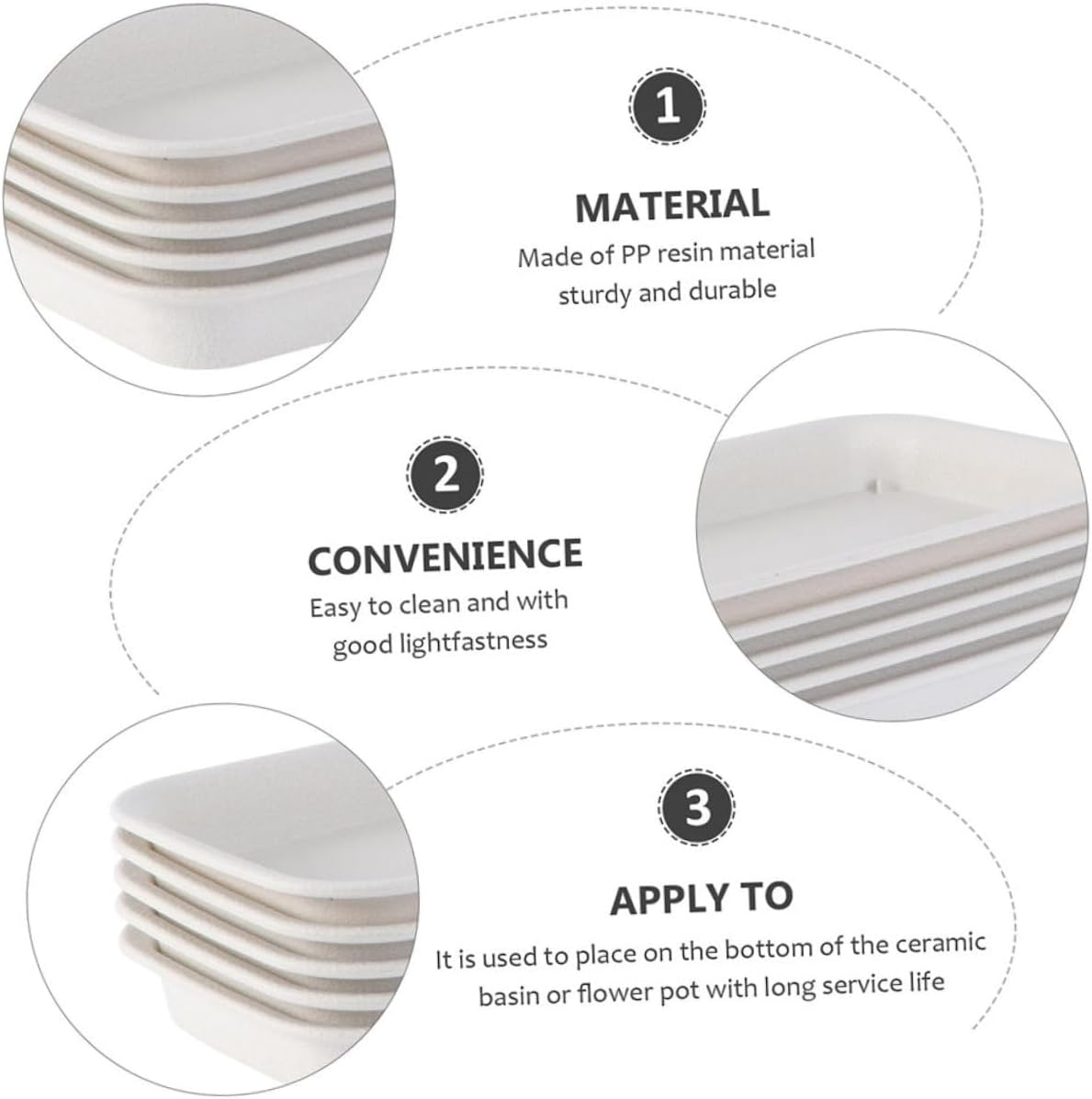 Outanaya 4Pcs Rectangular Flowerpot Trays for Gardening and Pots Saucer to Catch Excess Water Beige for Clean and Tidy Plant Care image number 1