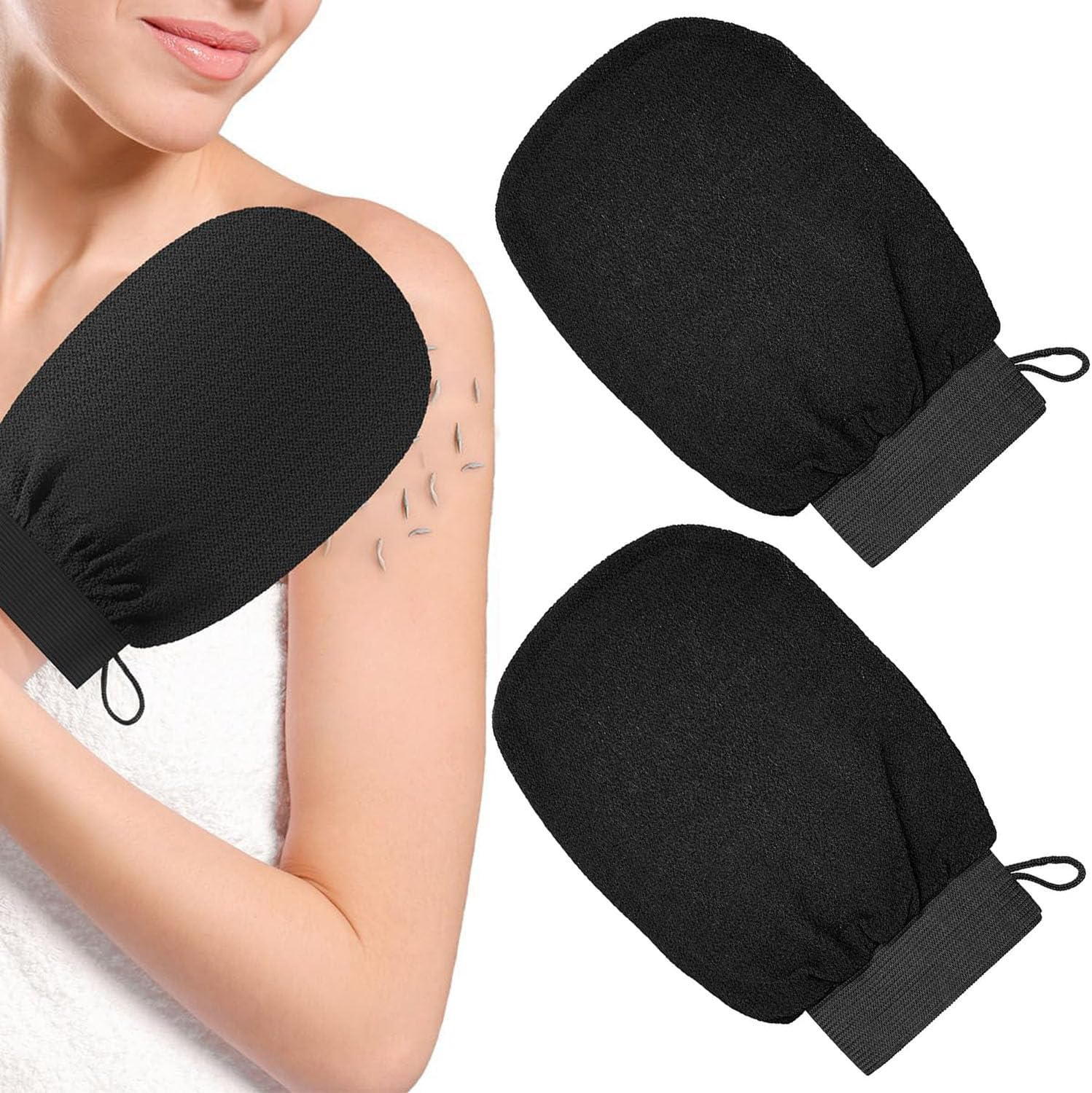 BEANPRECOY 3Pcs Exfoliating Mitt Body Scrub Gloves Deep Exfoliator for Shower Soft Dead Skin Remover Bath Body Exfoliating Glove for Women Men Removing Exfoliation Easy Foaming Smooth Skin Surface image number 2