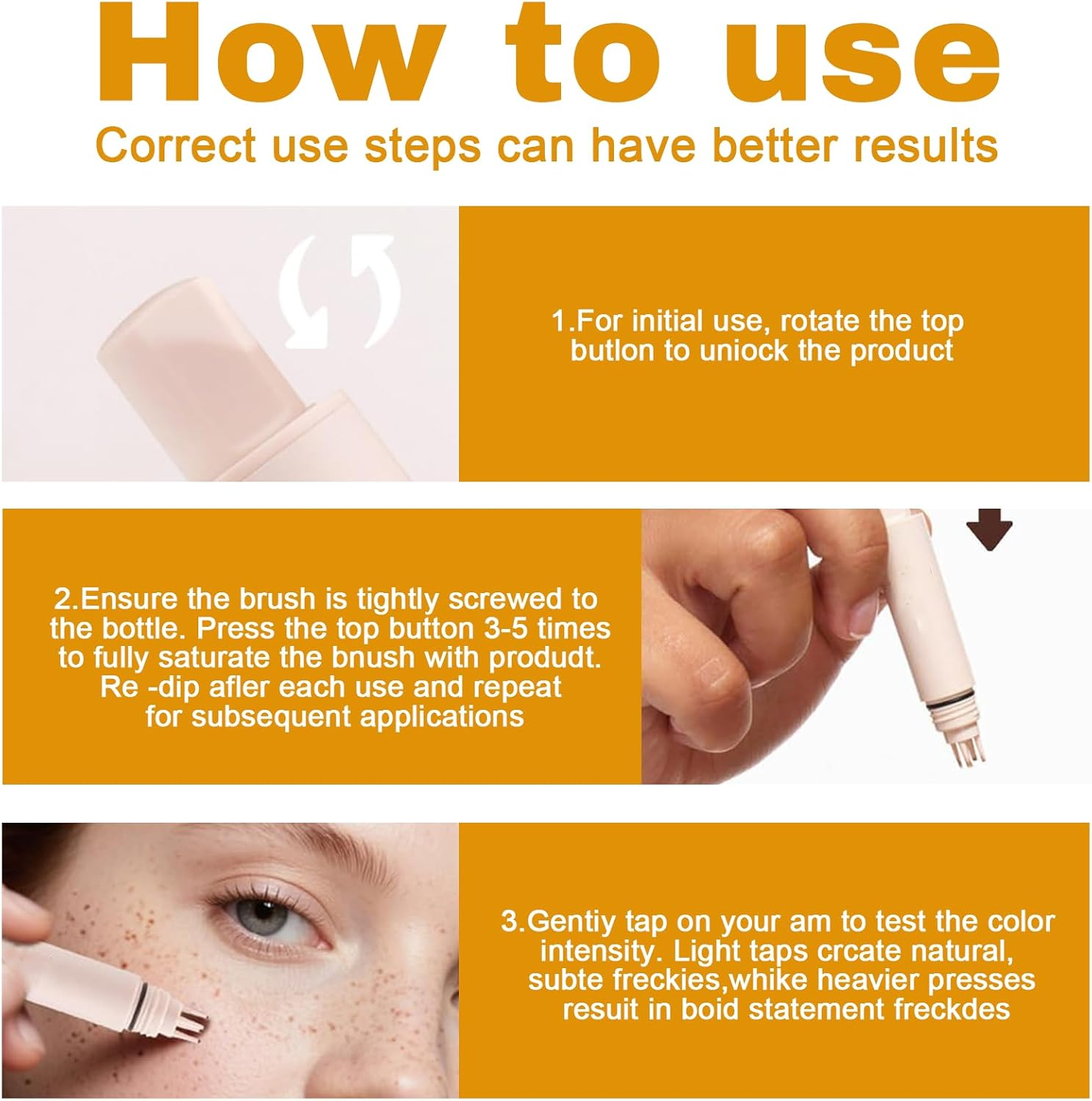 Jeyzuroa Faux Freckle Stamp - Liquid Freckle Pen, Waterproof Freckles Stamp Air Cushion, Quick-Dry, Long Lasting Cosmetic Lifelike Magic Freckles Stamp (04 Espresso) image number 2