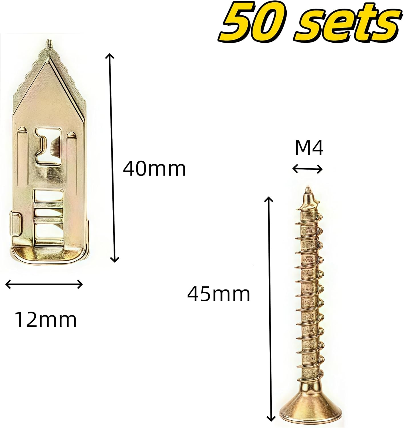 50 Set Drywall Self-Drilling Anchors with Screws Kit, 12 X 40 Mm Hammer Drive Anchor for Plasterboard,Hollow Wall Anchor Screw Carbon Steel with Zinc Plated, No Drill Holes image number 3