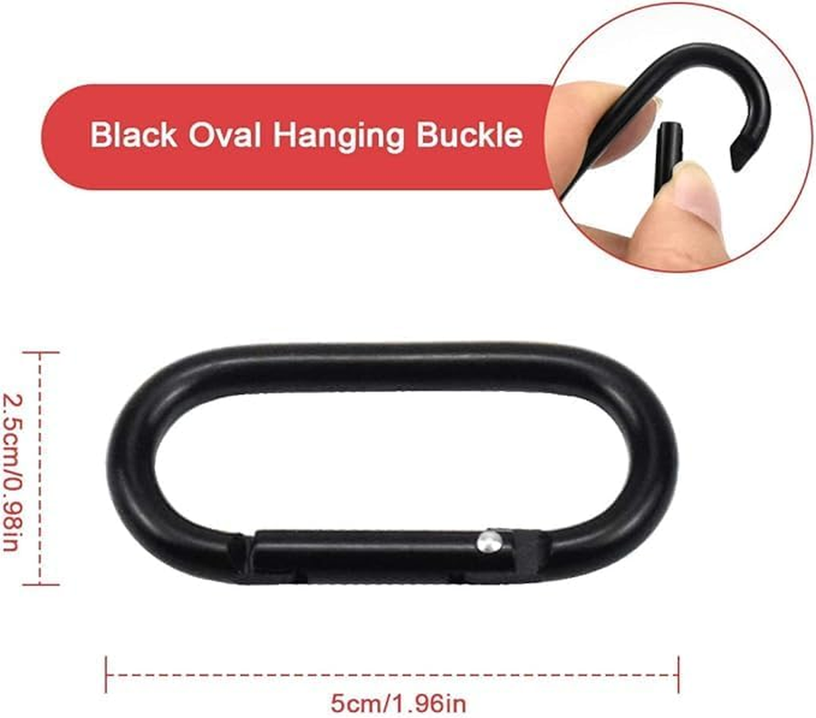 10Pcs Carabiner Clips Heavy Duty Snap Hooks Aluminium Alloy Keychain Hook Spring Loaded Climbing Clip Oval Ring Carabiner for Traveling Fishing Camping Hiking Black image number 3