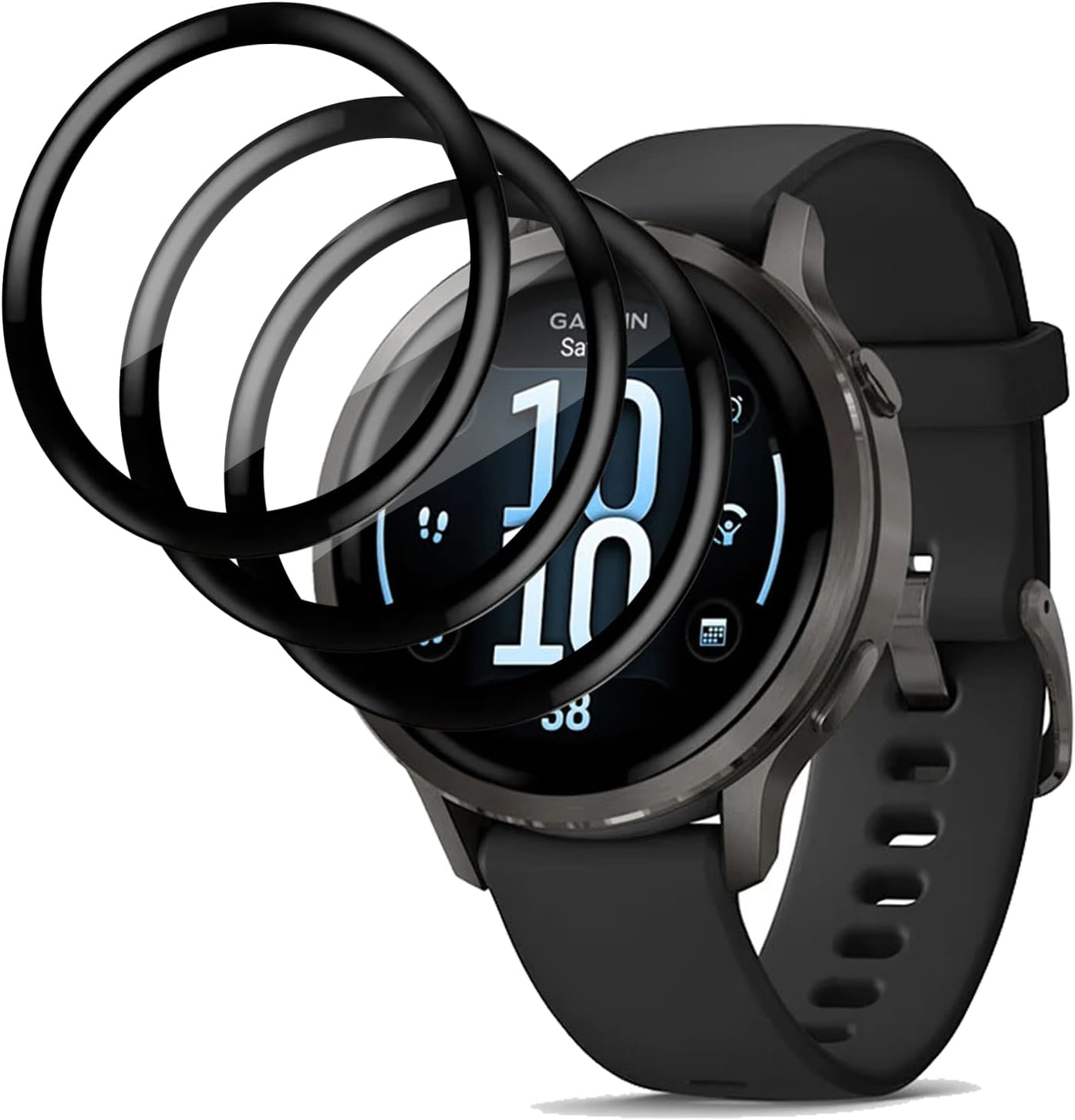 Wookfiss Screen Protector for Garmin Venu 4 45 Mm for Tempered Glass, [Pack of 3] HD Composite Ultra Thin Screen Protector, 3D Full Coverage [Anti-Scratch] [Bubble-Free] Tempered Glass Screen image number 1