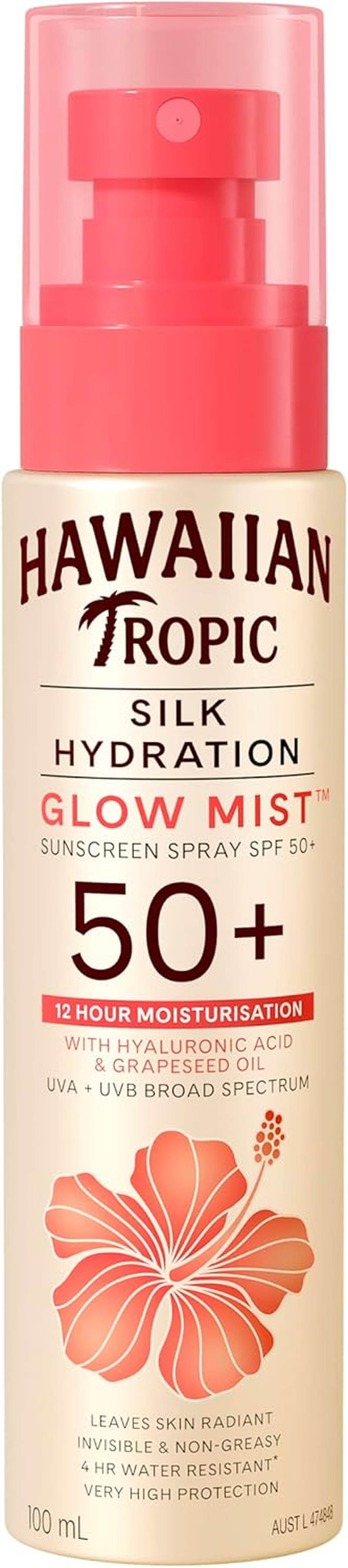Hawaiian Tropic Silk Hydration Glow Mist&trade; Sunscreen Spray SPF 50+, Hyaluronic Acid & Grapeseed Oil, Invisible & Lightweight, Delicate Clear Mist, 12 Hour Moisturisation, 4-Hour Water Resistant image number 3