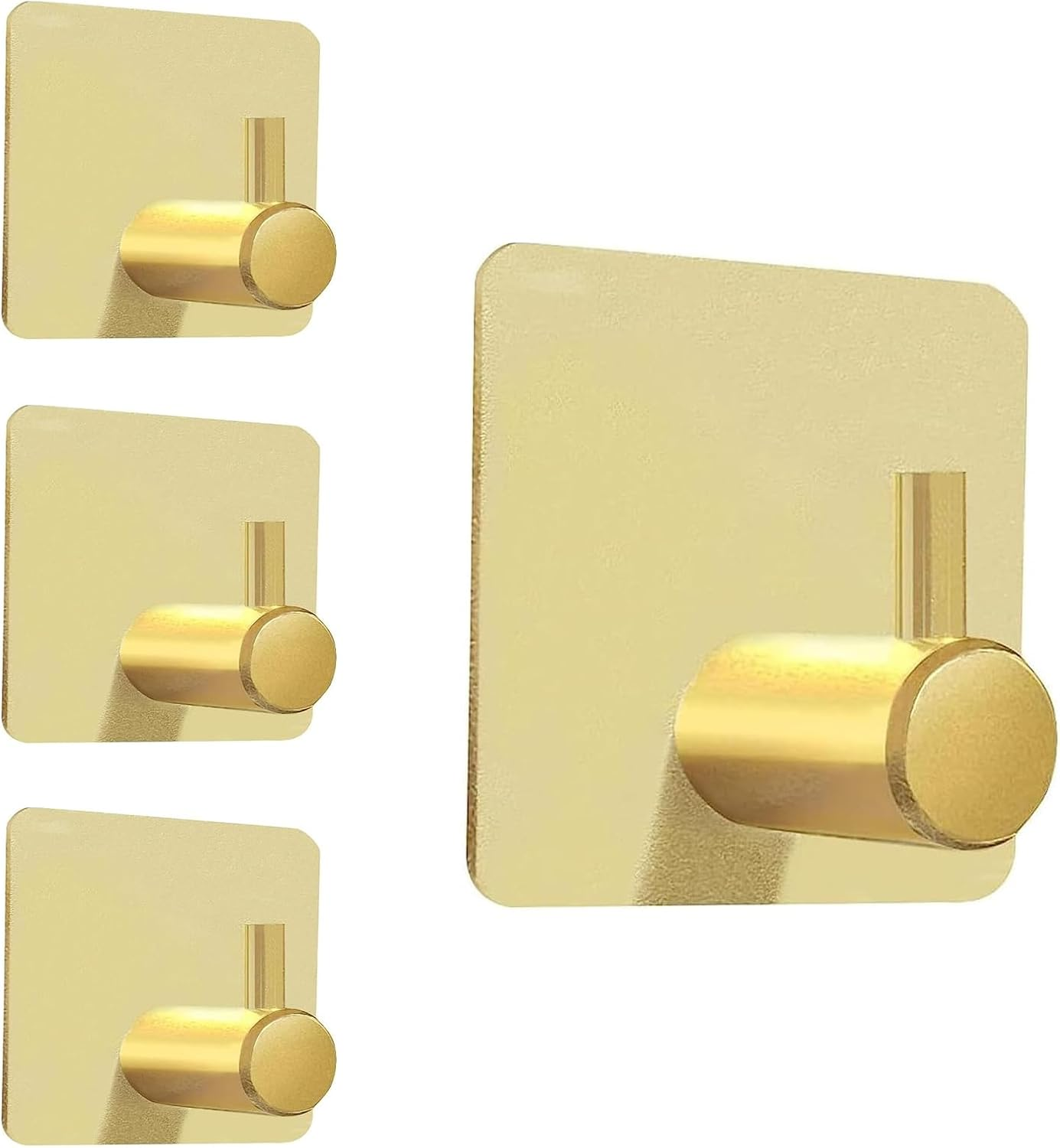 Black Adhesive Towel Hooks Heavy Duty Stick on Wall Hooks Shower Hooks for Bathroom Kitchen Door-4 Packs