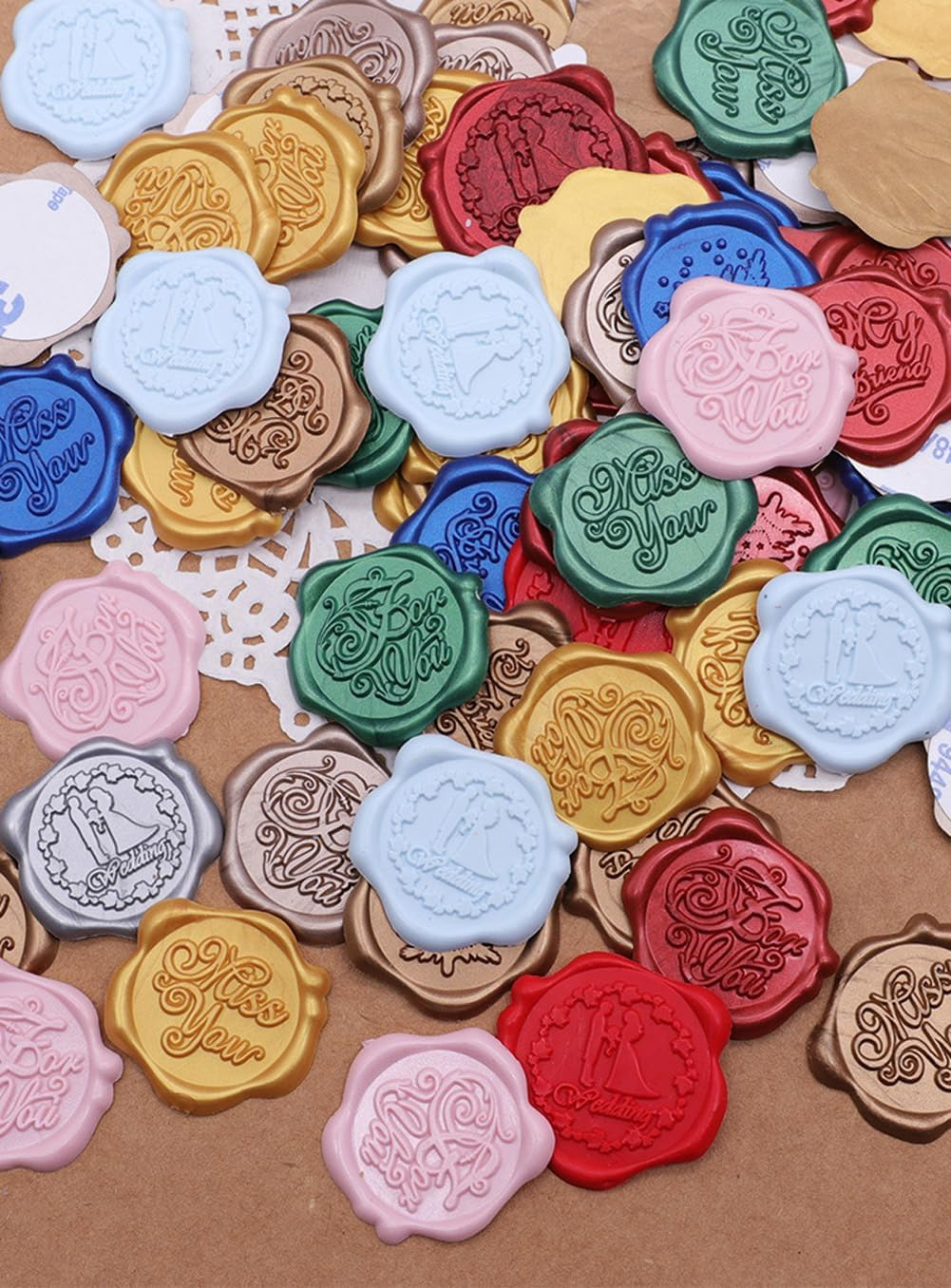 Elledia 160 Pcs Metallic Color Wax Sealing Beads Kit Matte Color Wax Seal Pellets for DIY Wedding Invitations Christmas Envelopes Gift Packaging Vintage Postal Sealing image number 3