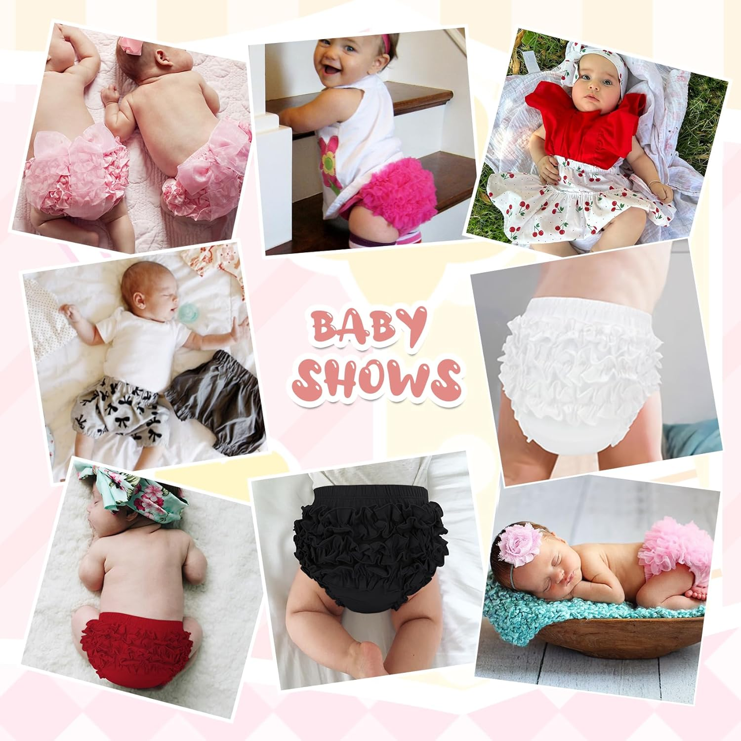 Durio Baby Bloomers for Toddler Girls Ruffle Diaper Covers for Girls Cute Cotton Baby Girl Shorts image number 6