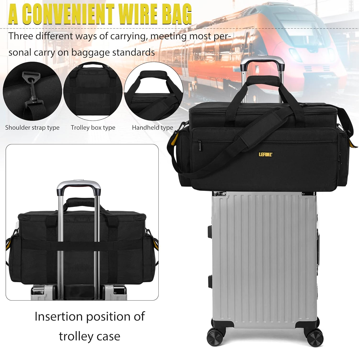 Large DJ Equipment Gig Bag Cable File Organizer Bag with Detachable Dividers and Padded Bottom,Travel Music Bag for Professional DJ Gear,Sound Equipment, Musical Instrument and Accessories image number 5