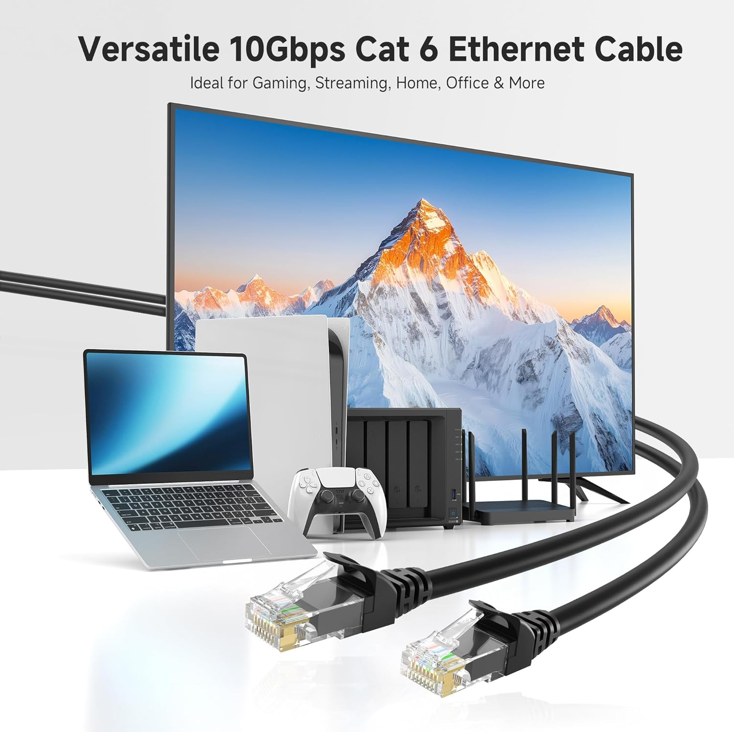 Cable Matters 5-Pack 10Gbps Snagless Short Cat 6 Ethernet Cable - 30Cm, Cat 6 Cable, Cat6 Cord, Ethernet Cord, Black image number 4