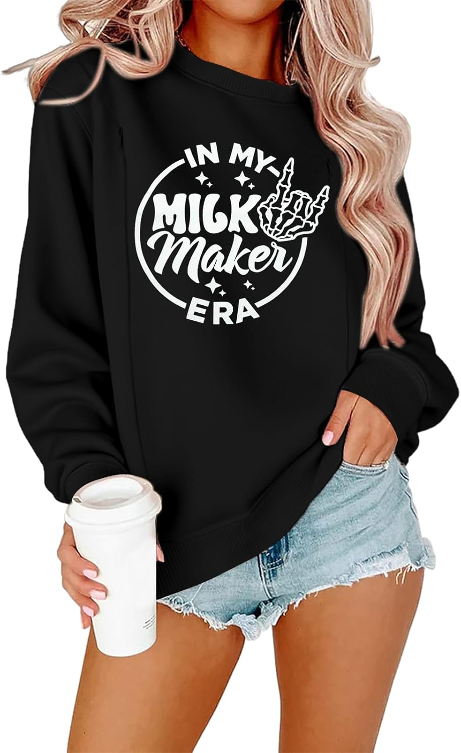 Maternity Nursing Sweatshirts for Women Friendly Zip Breastfeeding Pullover Top Mama'S Boobery Print Clothes