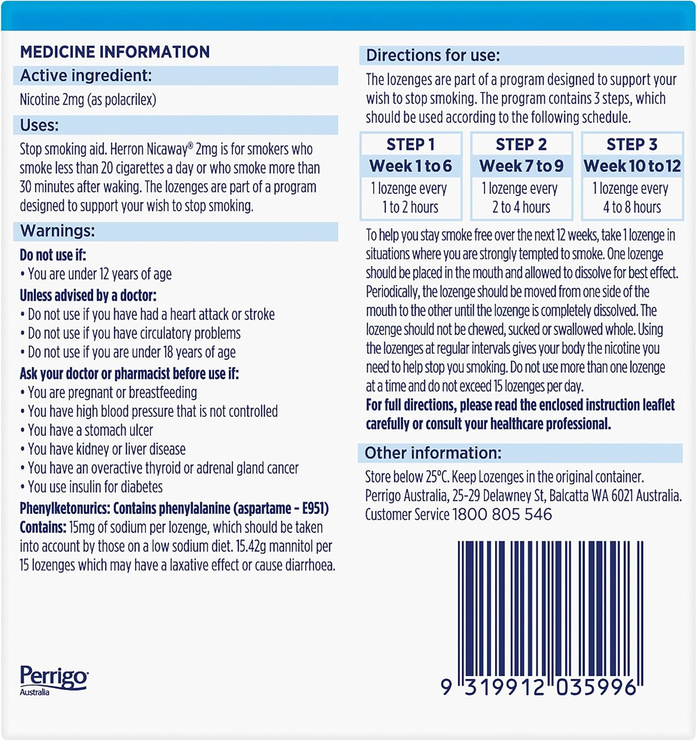 Nicaway 2Mg Stop Smoking Mint Lozenge (Pack of 132) image number 2