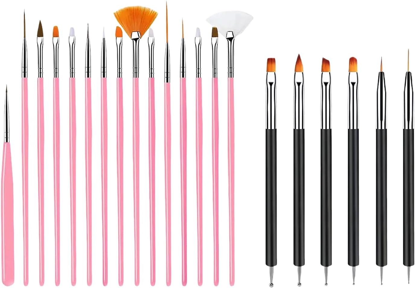 6 Double-Headed Nail Brushes and 15 Nail Pens, Painting Tools for Tip Drills, Carved Detail Brushes, French Nail Extension Brushes, DIY Nail Polish image number 2