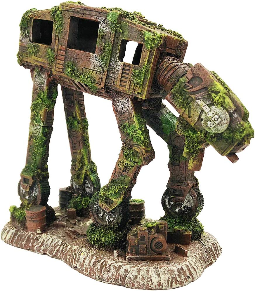 SLOCME Aquarium At-At Imperial Walker Star Wars Decorations - Fish Tank Resin Robot Betta Fish Hide Cave Ornament image number 4