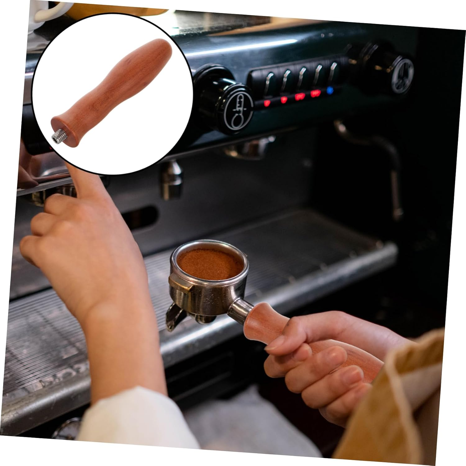Tea Espresso Portafilter Handle Wooden Handle for Espresso Machine Replacement Machine Brew