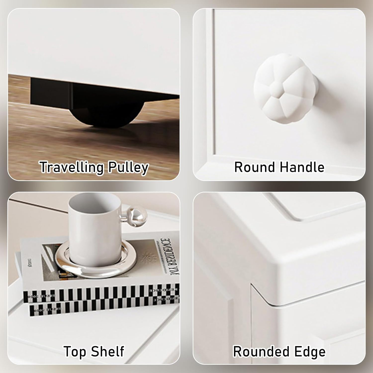 Uandhome 6 Tier Slim Narrow Bathroom Cabinet,Plastic Bathroom Storage Cabinet,Standing Storage Cabinet with Slide Out Drawers,Waterproof Storage Cabinet for Bathroom,Living Room,Kitchen (Grey) - Grey image number 4