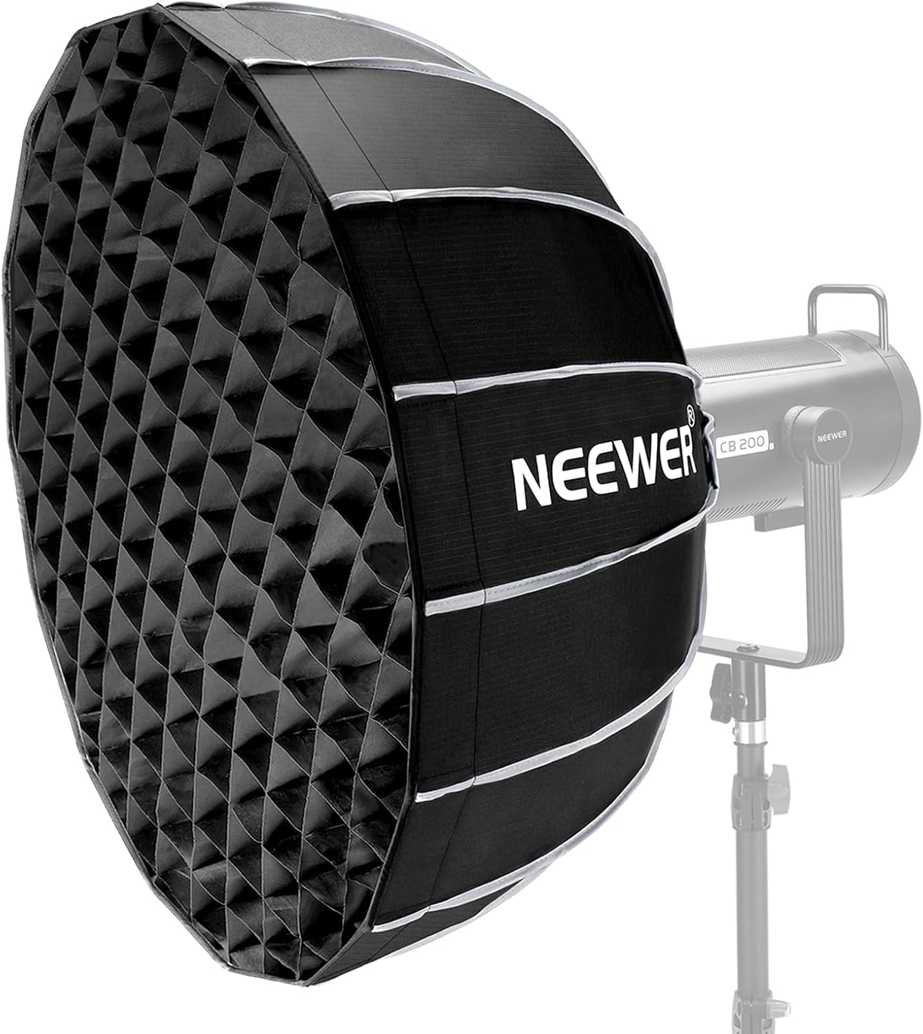 NEEWER 25.6"/65Cm Softbox Parabolic Hexadecagon, Quick Setup/Fold like Umbrella with Bowens Mount, Metal Beauty Dish/Diffusers/Grid/Bag for CB200B CB60 MS60B MS60C Compatible with Aputure Godox, NS65U image number 1