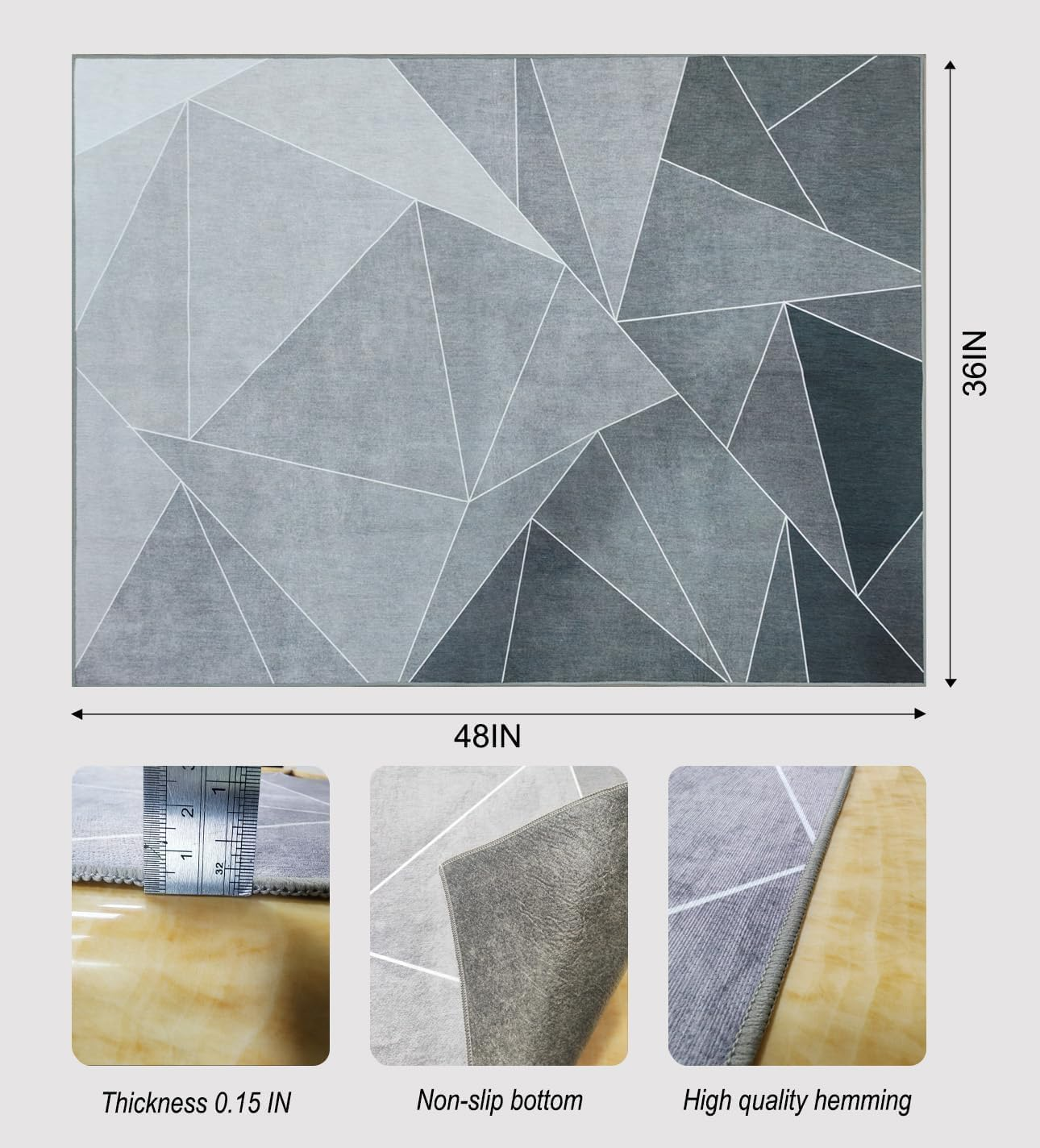 Office Chair Mat for Hardwood Floor, 100 * 120 Cm Office Rug Easy to Move, Floor Mat for Chair Rolling Chair Mat Office Home Anti-Slip Desk Chair Mat, Office Chair Mat for Hard Floor Black Grey image number 6