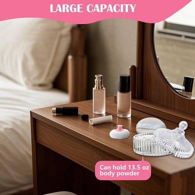 Aboiledy Body Powder Puff and Container Set, Home & Travel Dusting Powder Puff and Body Dusting Powder Jars for Women, Empty Talcum Box Container, Loose Powder Containers for Wet Dry Makeup image number 2