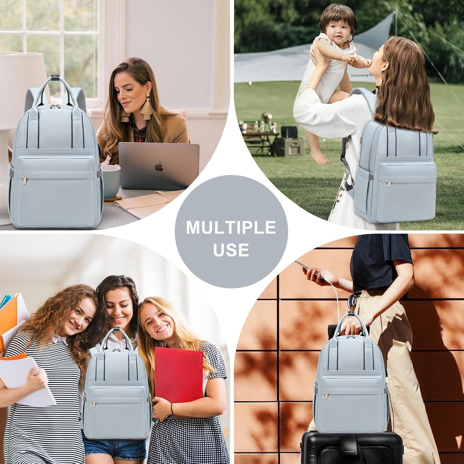 Laptop Backpack for Women 15.6 Inch Laptop Bag with USB Port Fashion Waterproof Backpacks Teacher Travel Bags Small Backpack Daypacks image number 5