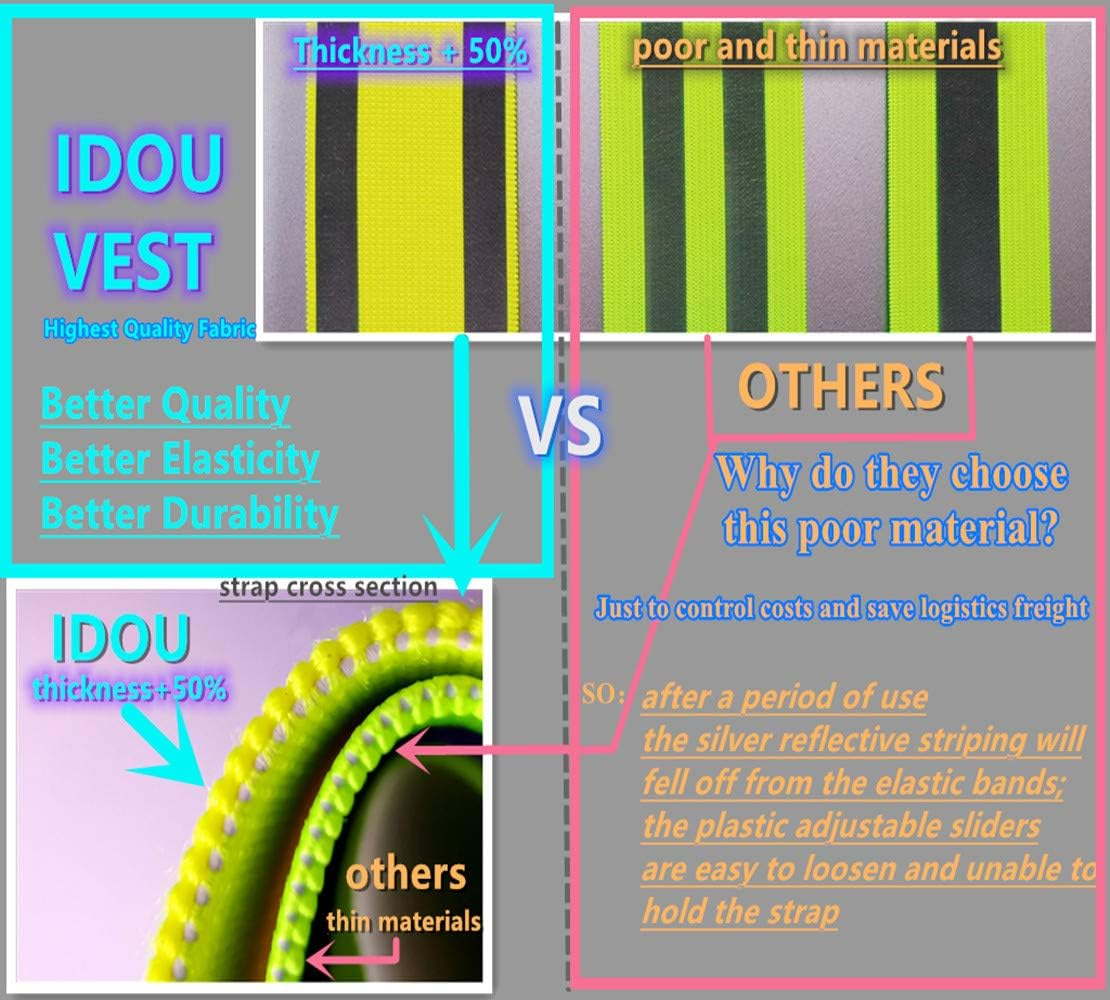 IDOU High Visibility Straps |Reflective Running Gear|Safety Vest for Men Women - 2, 2Pc-Yellow image number 2