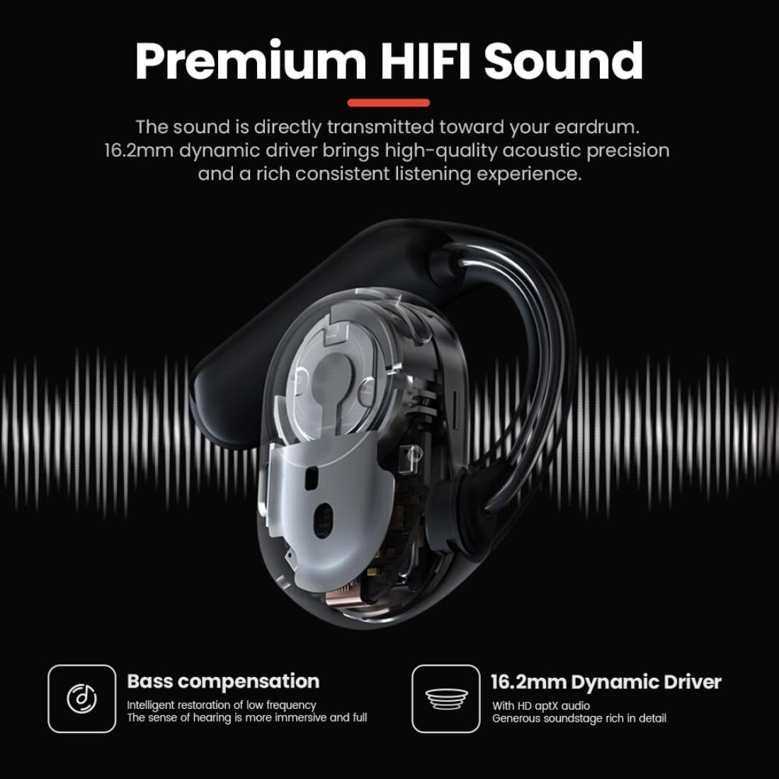 Haylou True Wireless Open Earbuds OW01 - Black image number 1