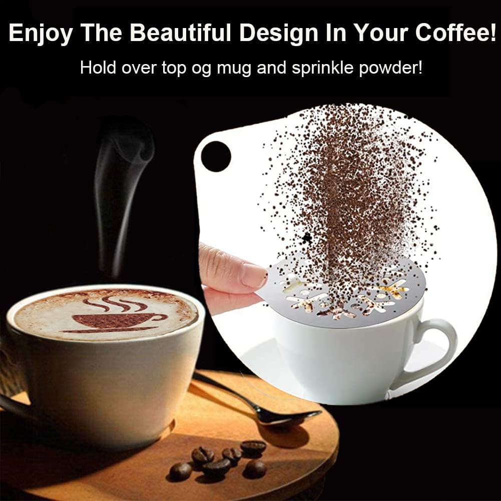 Christmas Coffee Stencils Stainless Steel Sprinkler Dusting Art Chocolate Cocoa Stencils Set Barista Accessories Gifts for Coffee Lovers (Daily Stencils-3) image number 4