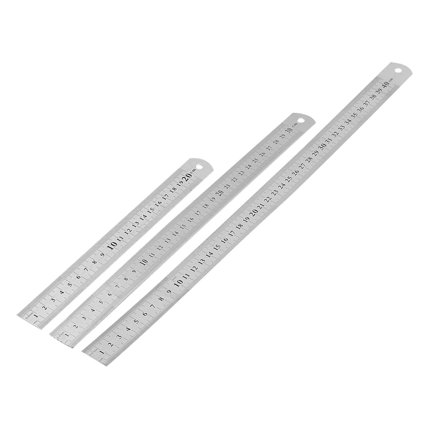 Alipis 3Pcs Stainless Steel Ruler Double-Sided Metal Measuring Scale Precision Office School Rulers Easy to Store image number 5