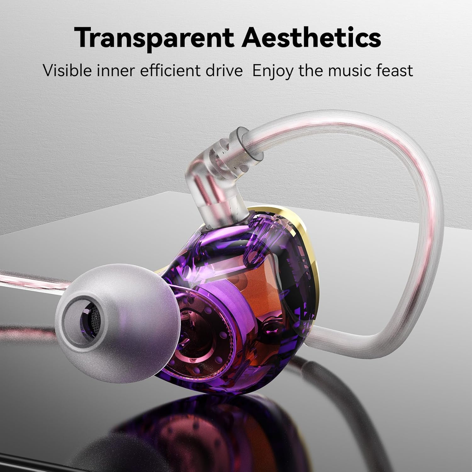 TZKZ TK02 In-Ear Monitor with Hifi Sound, Removable Cable, 10 Mm DD Driver IEM for Musicians, Gaming, DJ, Comfortable and Durable Earphones for Mobile Phone and Stage Performances (Purple, Without image number 6