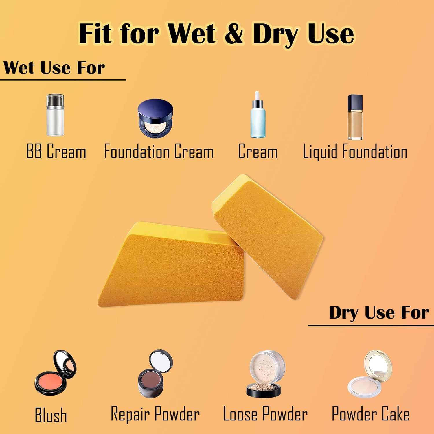 7 Pieces Makeup Sponges, Trapezoid Powder Puff, Geometry Makeup Foundation Brush, Dry and Wet Use for Foundation, Cushion Foundations, Primer, Blush image number 1