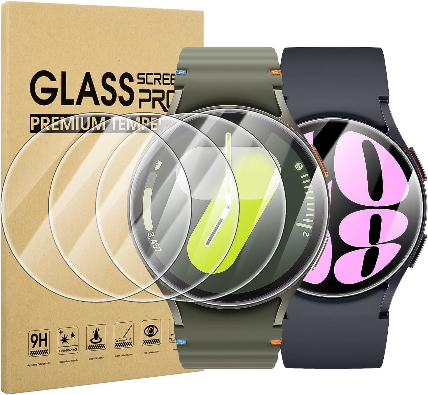 Diruite 4-Pack for Samsung Galaxy Watch 7/6/5/4 44Mm Screen Protector, [Perfectly Fit] 9H Hardness HD Clear Anti-Scratch Tempered Glass image number 4